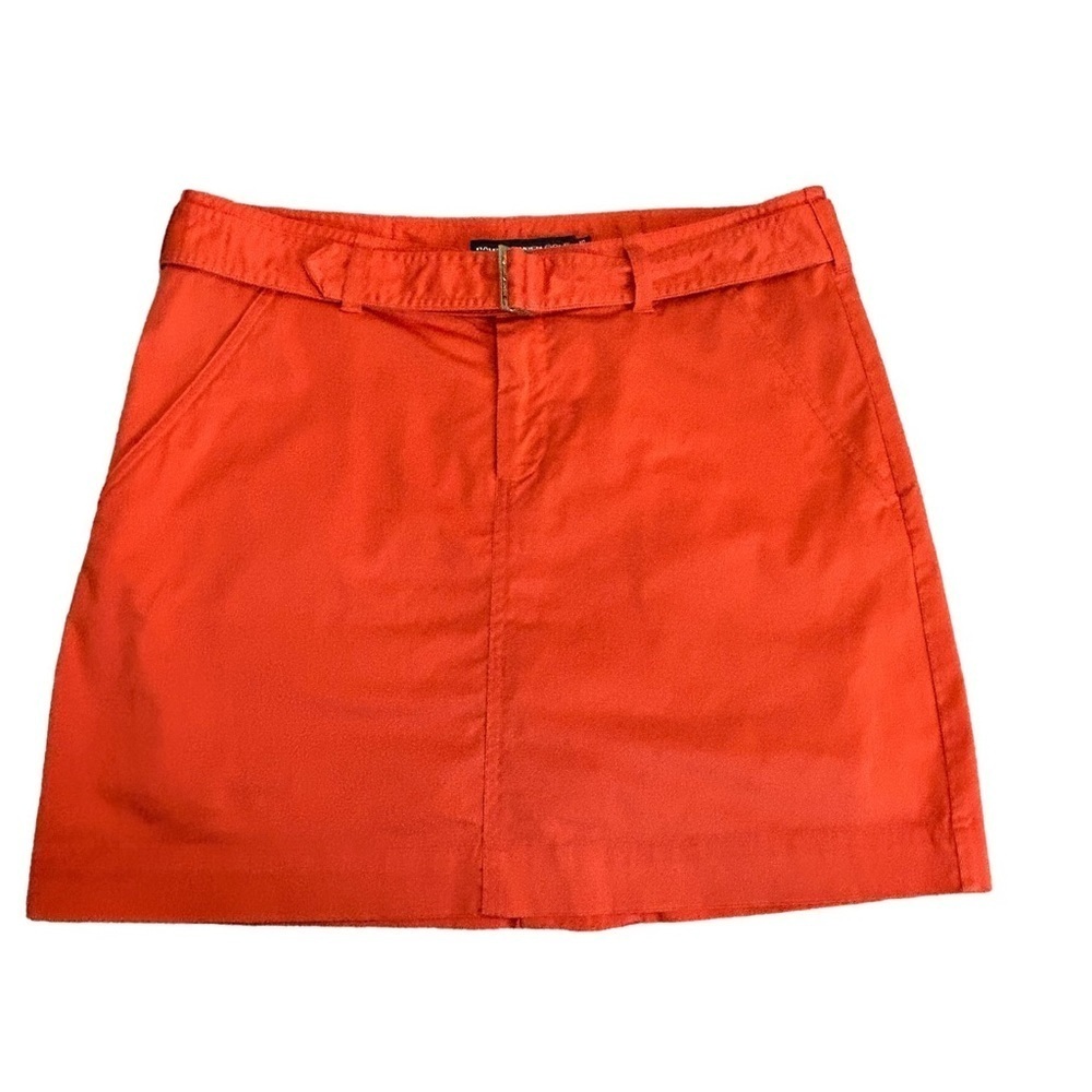 Ralph Lauren golf bright orange belted mini skirt skort Sz 10 - Picture 2 of 13